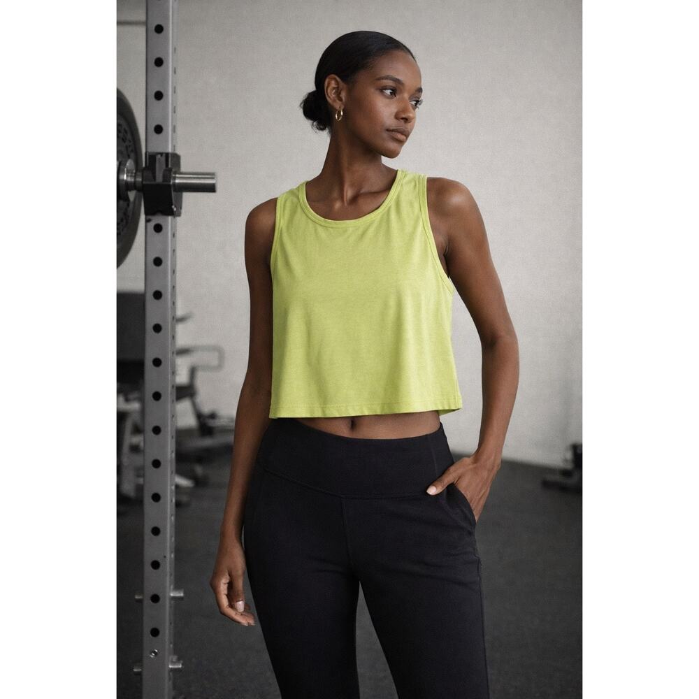 Zella Easy Day Cropped Tank Top Women’s Green Sleeveless Active Athleisure Sz XL